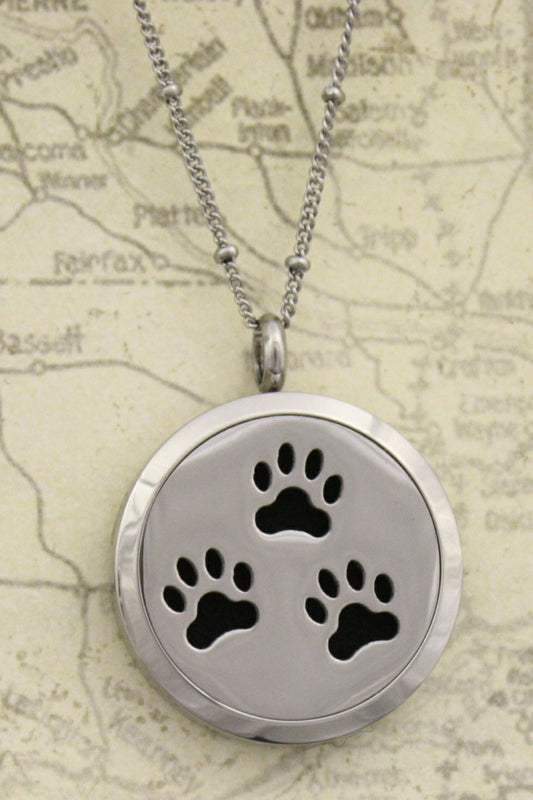 Paw-some Stainless Steel Essential Oil Diffuser Necklace- 30mm- 20"-Diffuser Necklace-Destination Oils
