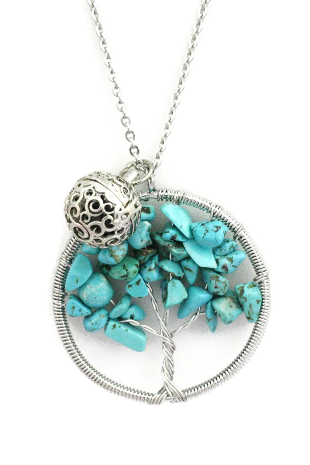 bonsai tree necklace Chakra Tree Turquoise Blue Essential Oil Diffuser Necklace- 24"