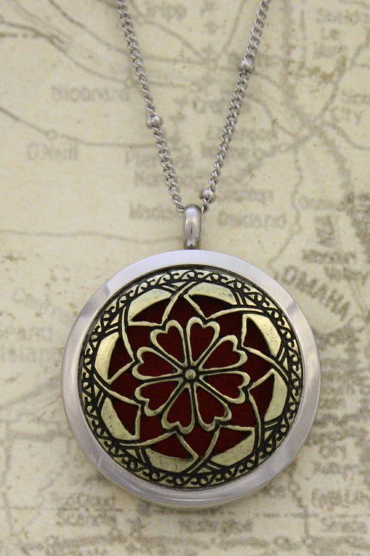 Unique Two-Tone Stainless Steel Essential Oil Diffuser Necklace- 30mm- 20"-Diffuser Necklace-Destination Oils