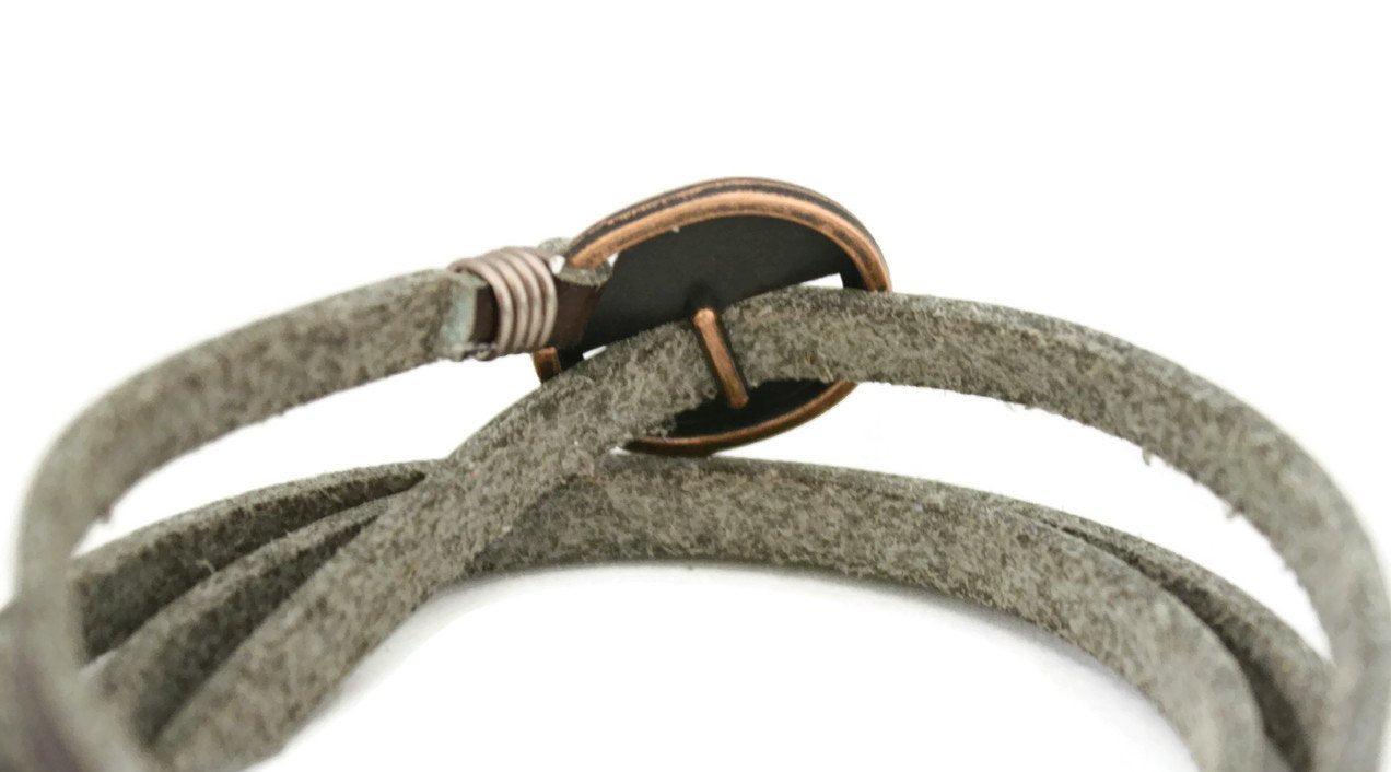 Wrapped Black Leather Essential Oil Bracelet- Adjustable-Diffuser Bracelet-Destination Oils