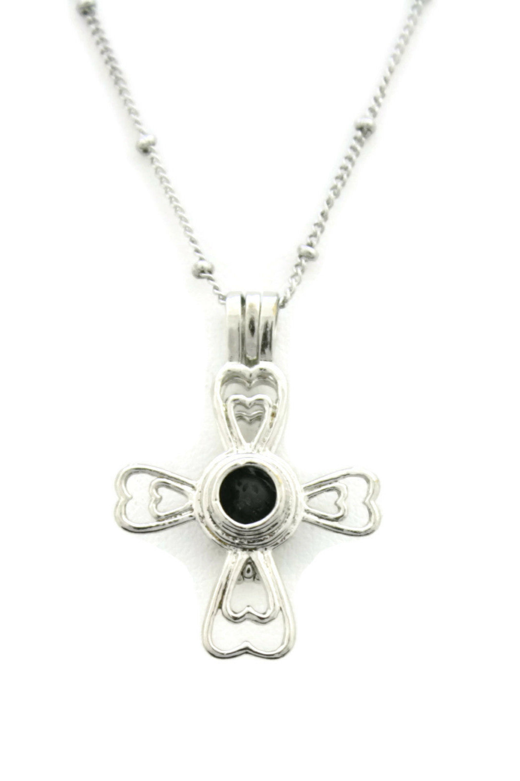 Divine Religious Cross Silver Essential Oil Diffuser Necklace- 18"-Diffuser Necklace-Destination Oils