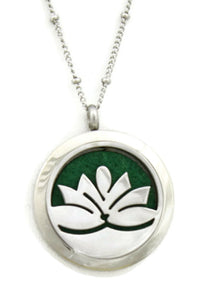 Lotus Flower 316L Stainless Steel Essential Oil Diffuser Necklace- 30mm- 20"-Diffuser Necklace-Destination Oils