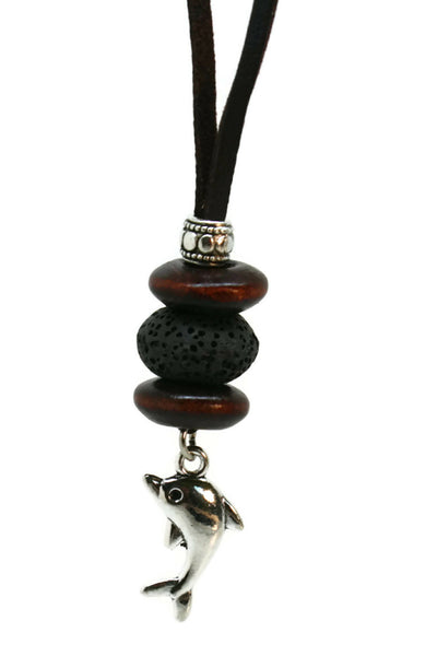 Dolphin Essential Oil Diffuser Necklace- 18-20" Leather Cord-Diffuser Necklace-Destination Oils