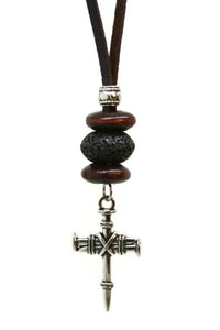 Nailed Cross Essential Oil Diffuser Necklace- 18-20" Leather Cord-Diffuser Necklace-Destination Oils