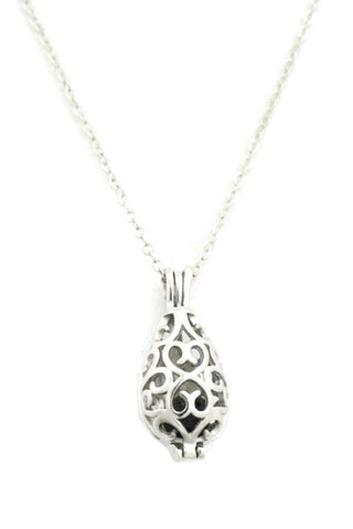 Reflect Teardrop Silver Filigree Essential Oil Diffuser Necklace- 18"-Diffuser Necklace-Destination Oils