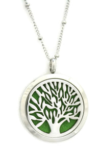 Bloom Tree Of Life Stainless Steel Essential Oil Necklace- 30mm- 30"-Diffuser Necklace-Destination Oils
