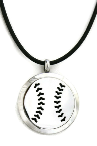 Baseball Stainless Steel Essential Oil Diffuser Necklace- 30mm-Diffuser Necklace-Destination Oils