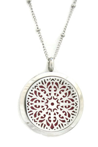 Burst Filigree Flower Stainless Steel Essential Oil Diffuser Necklace- 30mm- 20"-Diffuser Necklace-Destination Oils