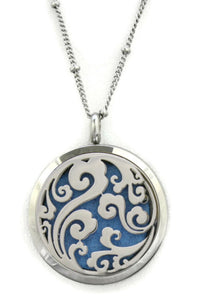 Swirl Filigree 316L Stainless Steel Essential Oil Diffuser Necklace- 30mm- 20"-Diffuser Necklace-Destination Oils