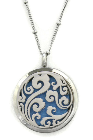 Swirl Filigree 316L Stainless Steel Essential Oil Diffuser Necklace- 30mm- 20"-Diffuser Necklace-Destination Oils