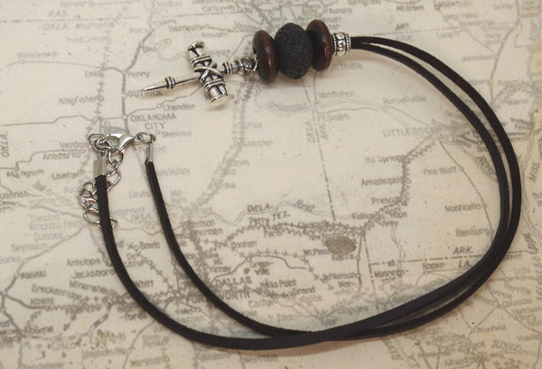 Nailed Cross Essential Oil Diffuser Necklace- 18-20" Leather Cord-Diffuser Necklace-Destination Oils