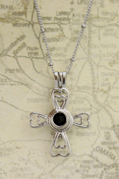 Divine Religious Cross Silver Essential Oil Diffuser Necklace- 18"-Diffuser Necklace-Destination Oils