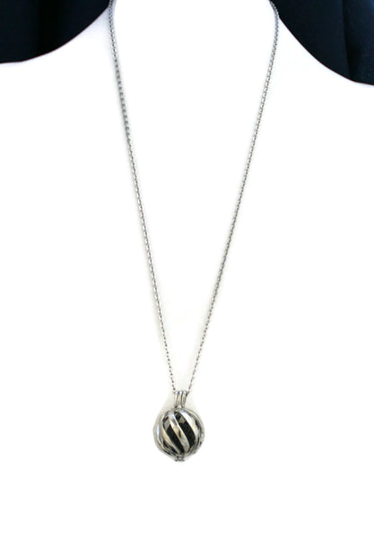 Statement Silver Lava Stone Essential Oil Diffuser Necklace- 24"-Diffuser Necklace-Destination Oils