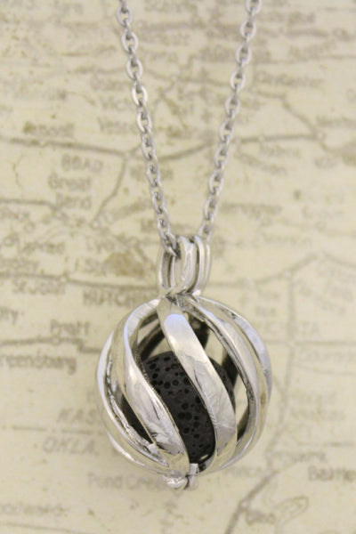 Statement Silver Lava Stone Essential Oil Diffuser Necklace- 24"-Diffuser Necklace-Destination Oils