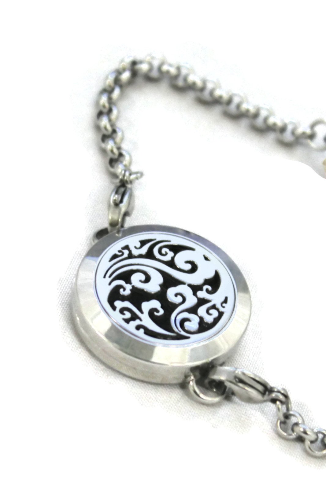 Swirl Filigree 316L Stainless Steel Essential Oil Diffuser Bracelet- 25mm-Diffuser Bracelet-Destination Oils