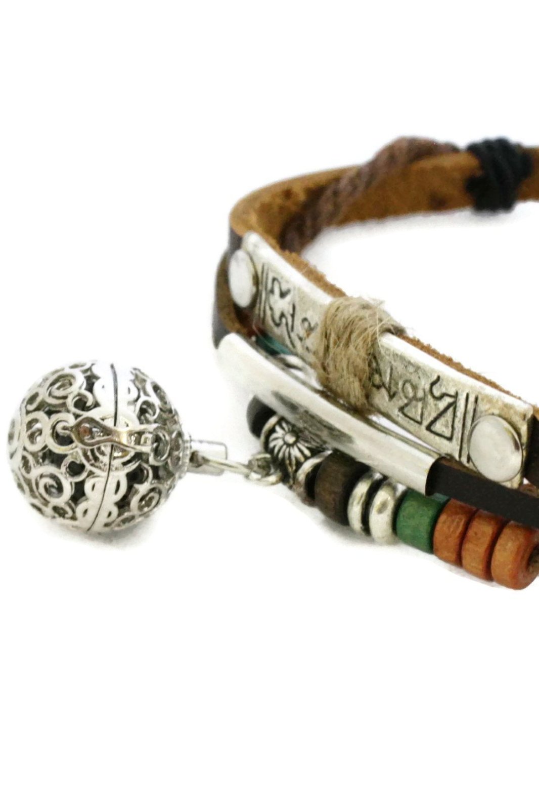 Treasure Essential Oil Diffuser Bracelet- Brown Leather- Snap Closure-Diffuser Bracelet-Destination Oils