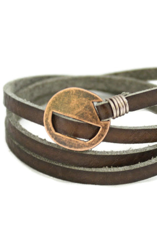 Wrapped Brown Leather Essential Oil Bracelet- Adjustable-Diffuser Bracelet-Destination Oils
