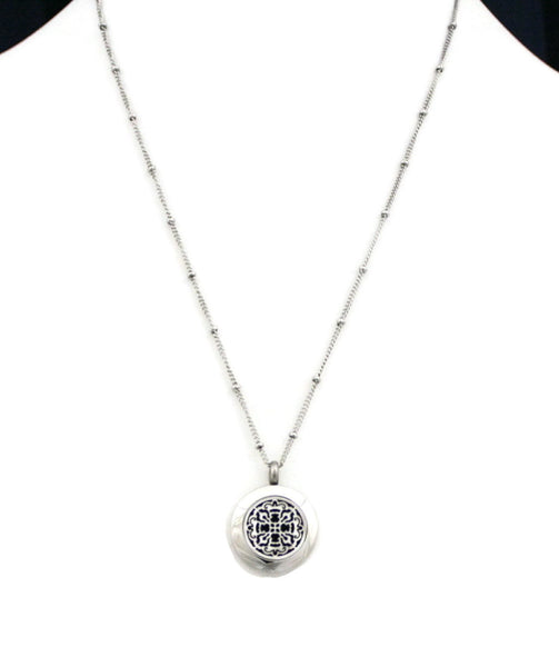 Allure Small Silver Stainless Steel Essential Oil Diffuser Necklace- 20mm- 18"-Diffuser Necklace-Destination Oils