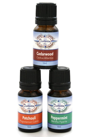 Attention Improving Essential Oil Set- Cedarwood, Patchouli, Peppermint-Gift Sets-Destination Oils