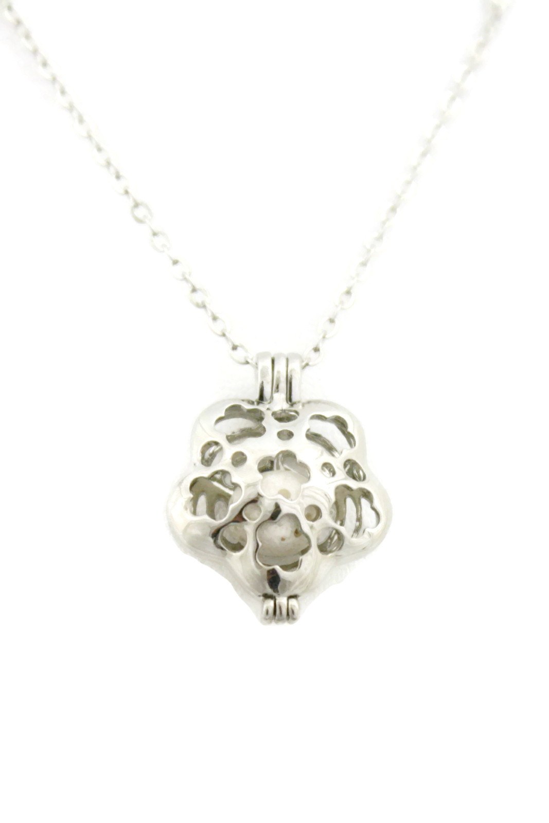 Flip Flower Silver Essential Oil Diffuser Necklace- 18"- Dual sided-Diffuser Necklace-Destination Oils