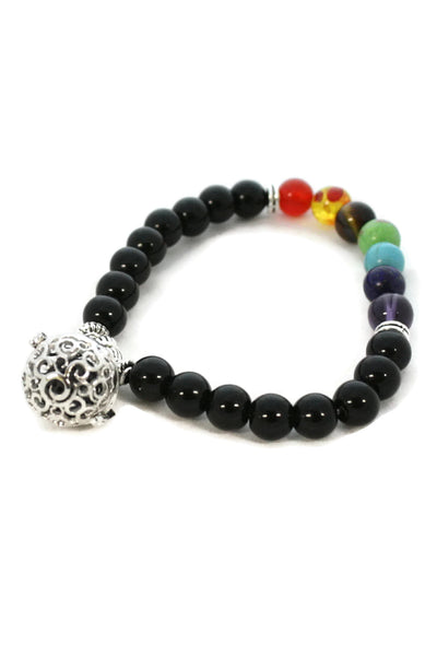 7 Chakra Essential Oil Diffuser Bracelet- Black Onyx Stone-Diffuser Bracelet-Destination Oils