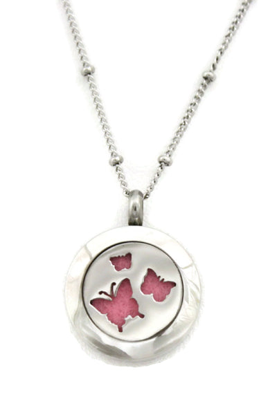 Flutter Butterfly Small Stainless Steel Diffuser Necklace- 20mm- 18"-Diffuser Necklace-Destination Oils