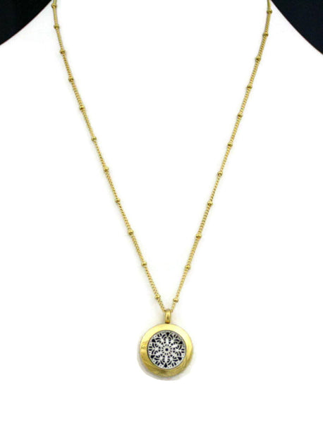 Duet Silver & Gold Small 316L Stainless Steel Diffuser Necklace- 20mm- 18"-Diffuser Necklace-Destination Oils