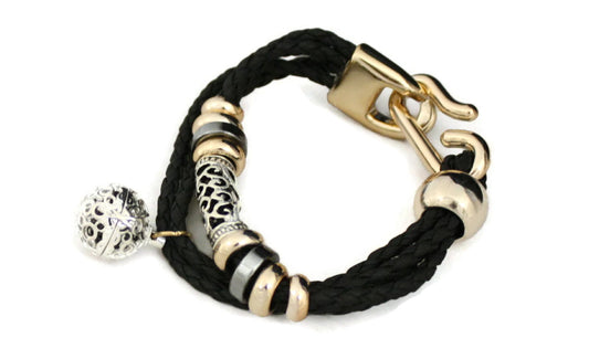 Elegance Essential Oil Diffuser Bracelet- Braided Black-Diffuser Bracelet-Destination Oils