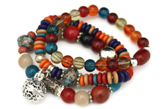 Trio Multi Colored Essential Oil Beaded Diffuser Bracelets- Set of 3-Diffuser Bracelet-Destination Oils