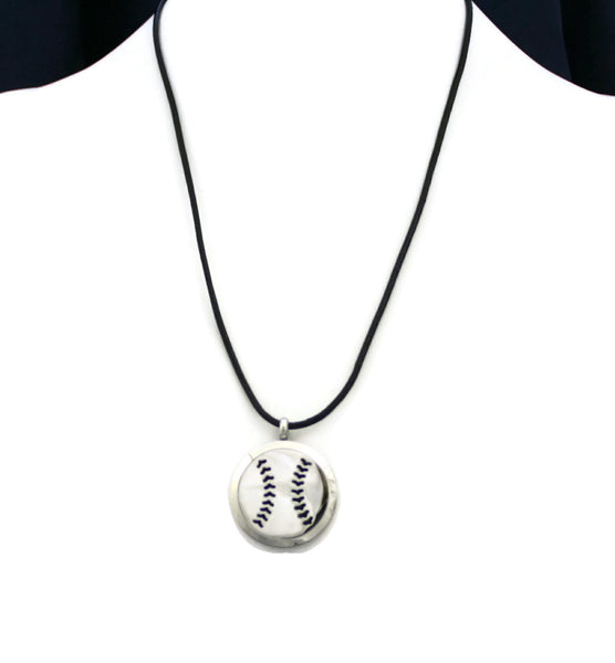 Baseball Stainless Steel Essential Oil Diffuser Necklace- 30mm-Diffuser Necklace-Destination Oils