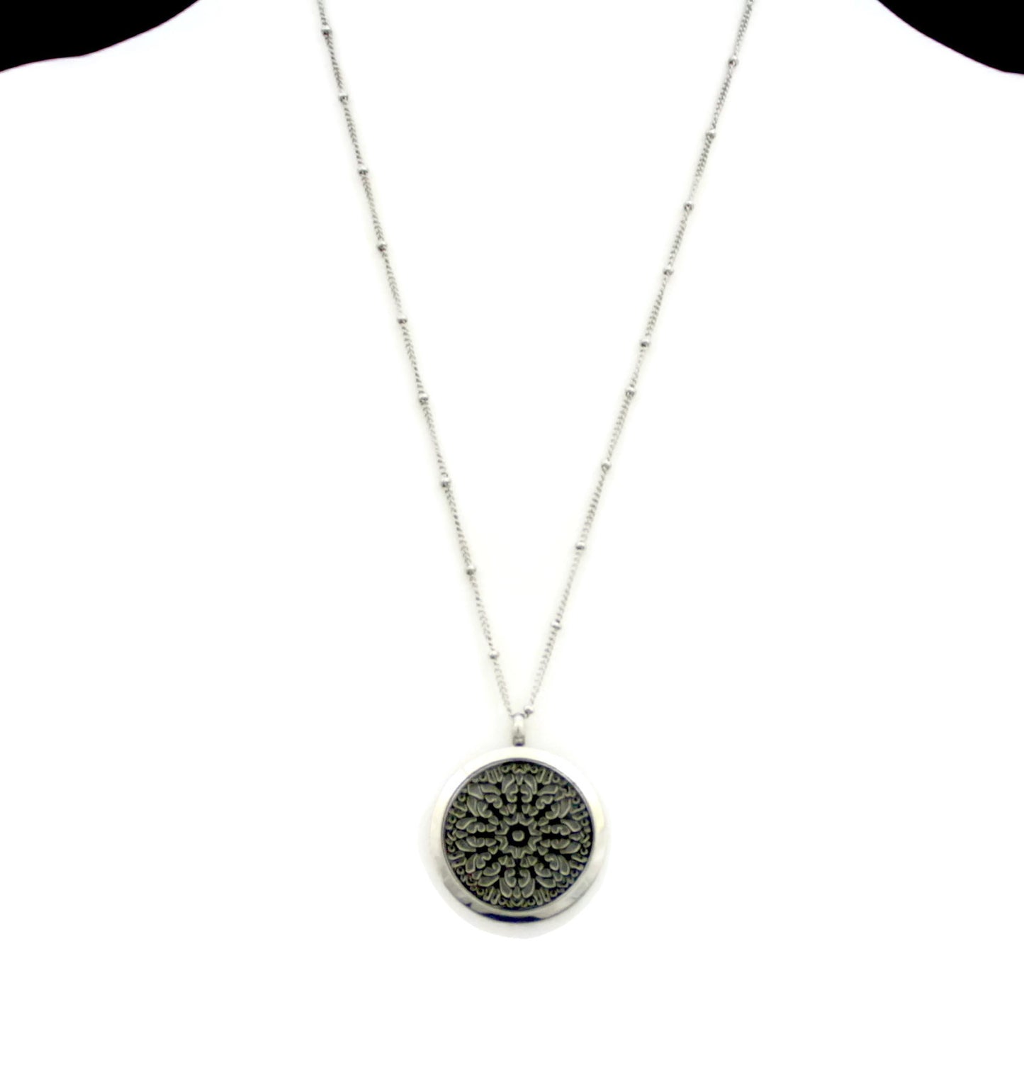 Burst Filigree Flower Stainless Steel Essential Oil Diffuser Necklace- 30mm- 20"-Diffuser Necklace-Destination Oils