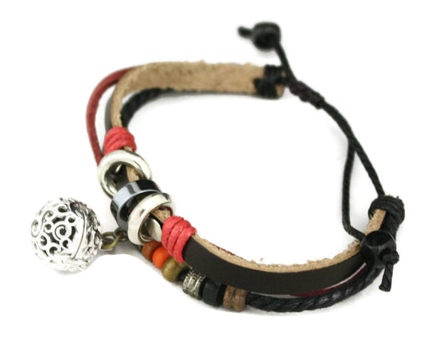 Flame Brown Leather Essential Oil Diffuser Bracelet- Adjustable-Diffuser Bracelet-Destination Oils