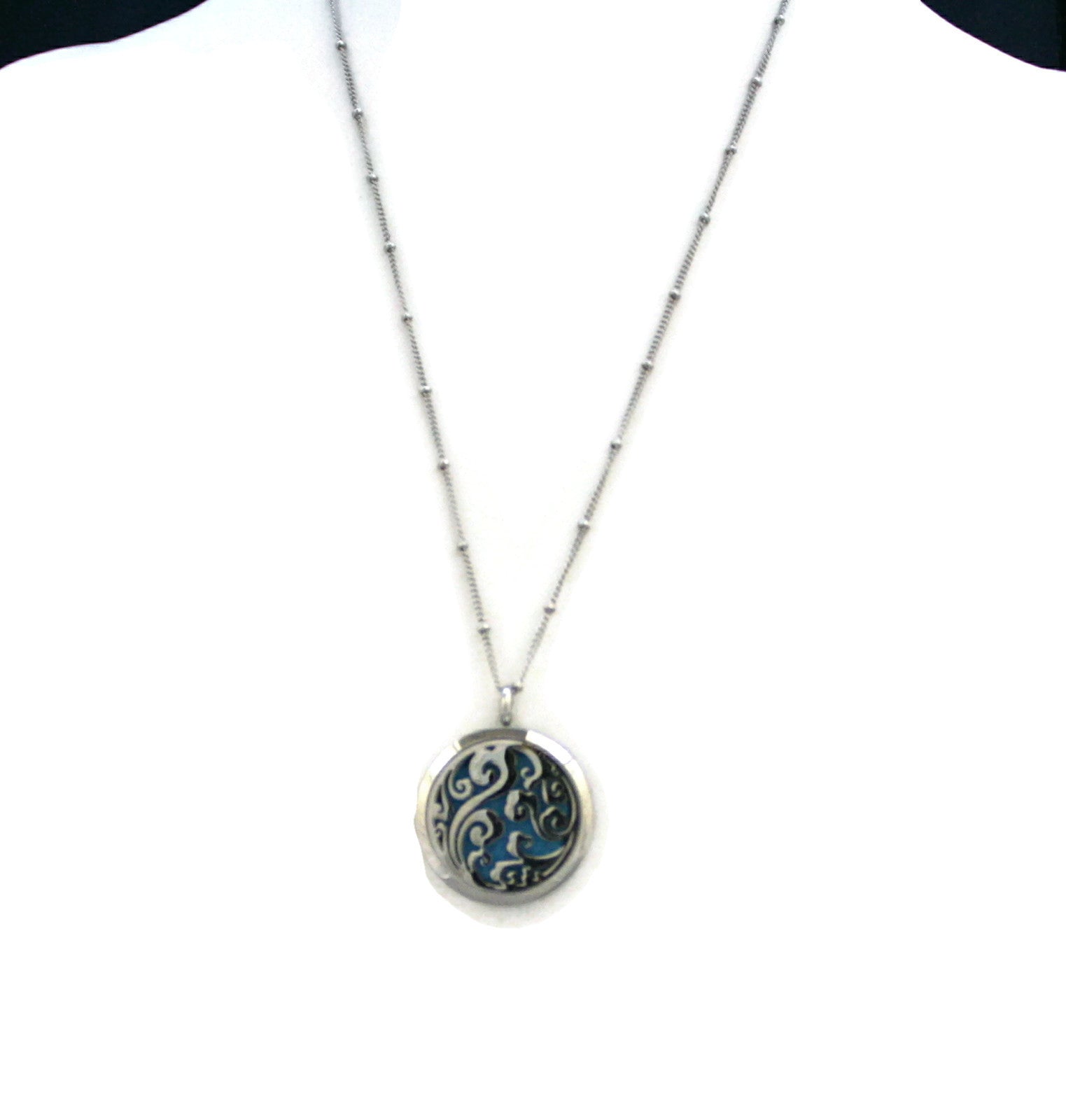 Swirl Filigree 316L Stainless Steel Essential Oil Diffuser Necklace- 30mm- 20"-Diffuser Necklace-Destination Oils