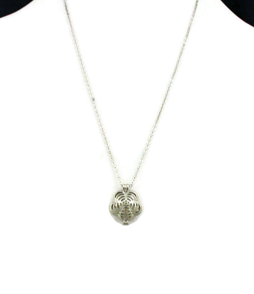 Flip Flower Silver Essential Oil Diffuser Necklace- 18"- Dual sided-Diffuser Necklace-Destination Oils