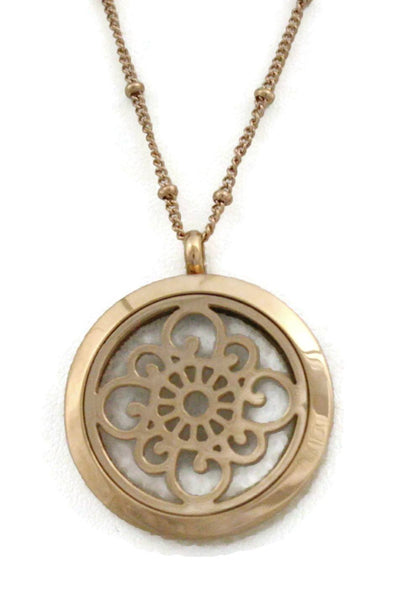 Grace Rose Gold Stainless Steel Essential Oil Diffuser Necklace- 30mm- 30"-Diffuser Necklace-Destination Oils