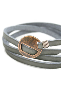 Wrapped Gray Essential Oil Leather Bracelet- Slide Closure-Diffuser Bracelet-Destination Oils