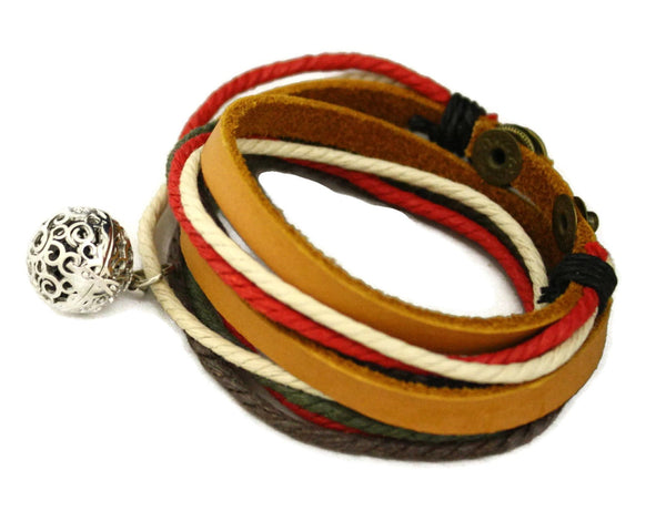 Harvest Leather Wrap Essential Oil Diffuser Bracelet/ Choker Necklace-Diffuser Bracelet-Destination Oils