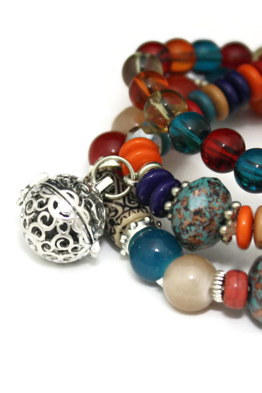 Trio Multi Colored Essential Oil Beaded Diffuser Bracelets- Set of 3-Diffuser Bracelet-Destination Oils