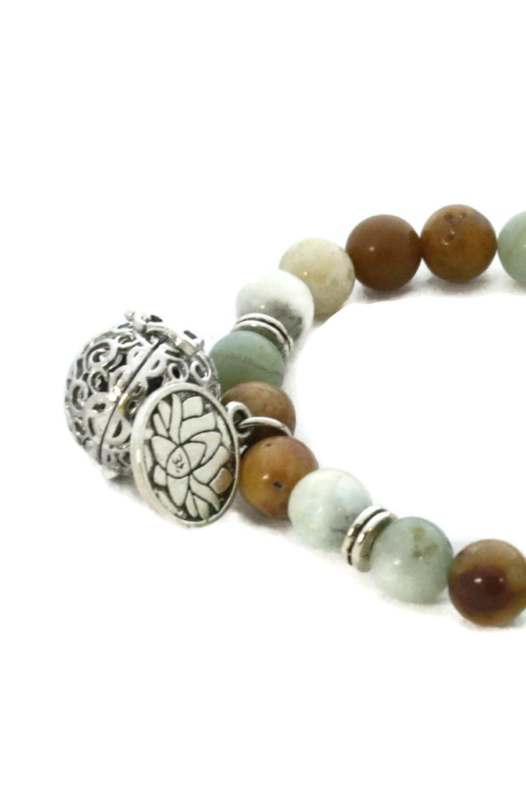 Canyon Natural Stone Essential Oil Diffuser Bracelet- Lotus Charm-Diffuser Bracelet-Destination Oils