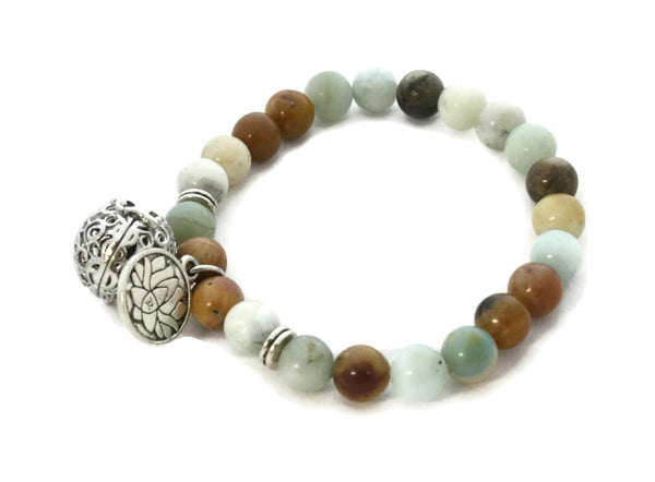 Canyon Natural Stone Essential Oil Diffuser Bracelet- Lotus Charm-Diffuser Bracelet-Destination Oils