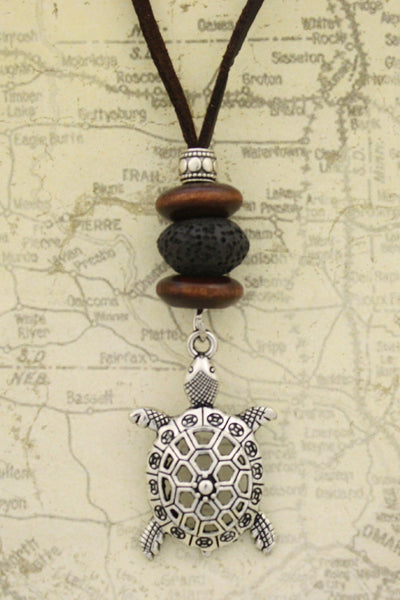 Turtle Essential Oil Diffuser Necklace- 18-20" Leather Cord-Diffuser Necklace-Destination Oils