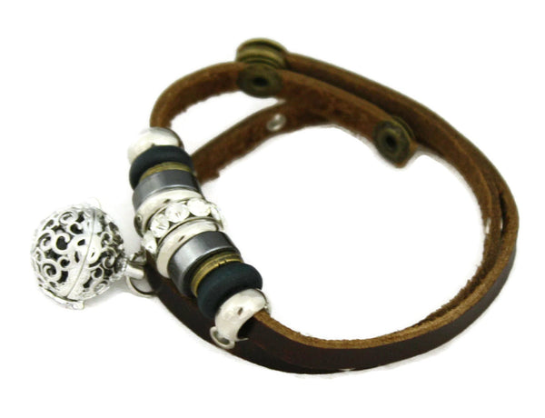 Modern Charm Essential Oil Diffuser Bracelet- Brown Leather-Diffuser Bracelet-Destination Oils