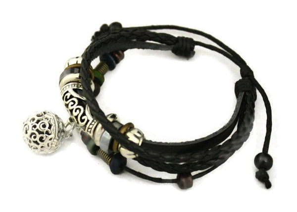 Pizzazz Essential Oil Diffuser Bracelet- Black Leather- Adjustable-Diffuser Bracelet-Destination Oils