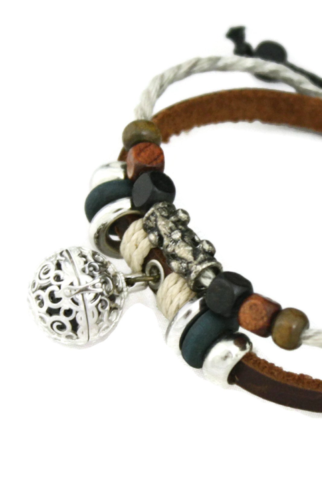 Rustic Wood Bead Essential Oil Diffuser Bracelet- Brown Leather- Adjustable-Diffuser Bracelet-Destination Oils