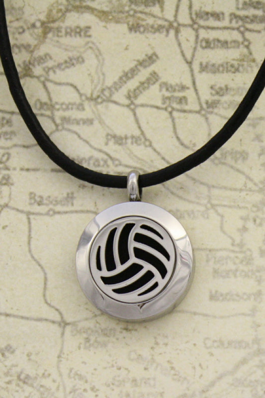 Volleyball Small Stainless Steel Essential Oil Diffuser Necklace- 20mm- 18-20"-Diffuser Necklace-Destination Oils