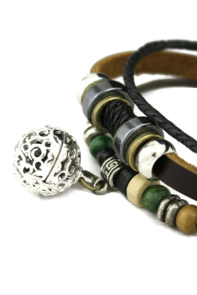 Olive Green and Brown Leather Essential Oil Diffuser Bracelet- Adjustable-Diffuser Bracelet-Destination Oils