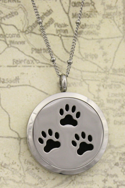 Paw-some Stainless Steel Essential Oil Diffuser Necklace- 30mm- 20"-Diffuser Necklace-Destination Oils