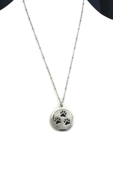 Paw-some Stainless Steel Essential Oil Diffuser Necklace- 30mm- 20"-Diffuser Necklace-Destination Oils