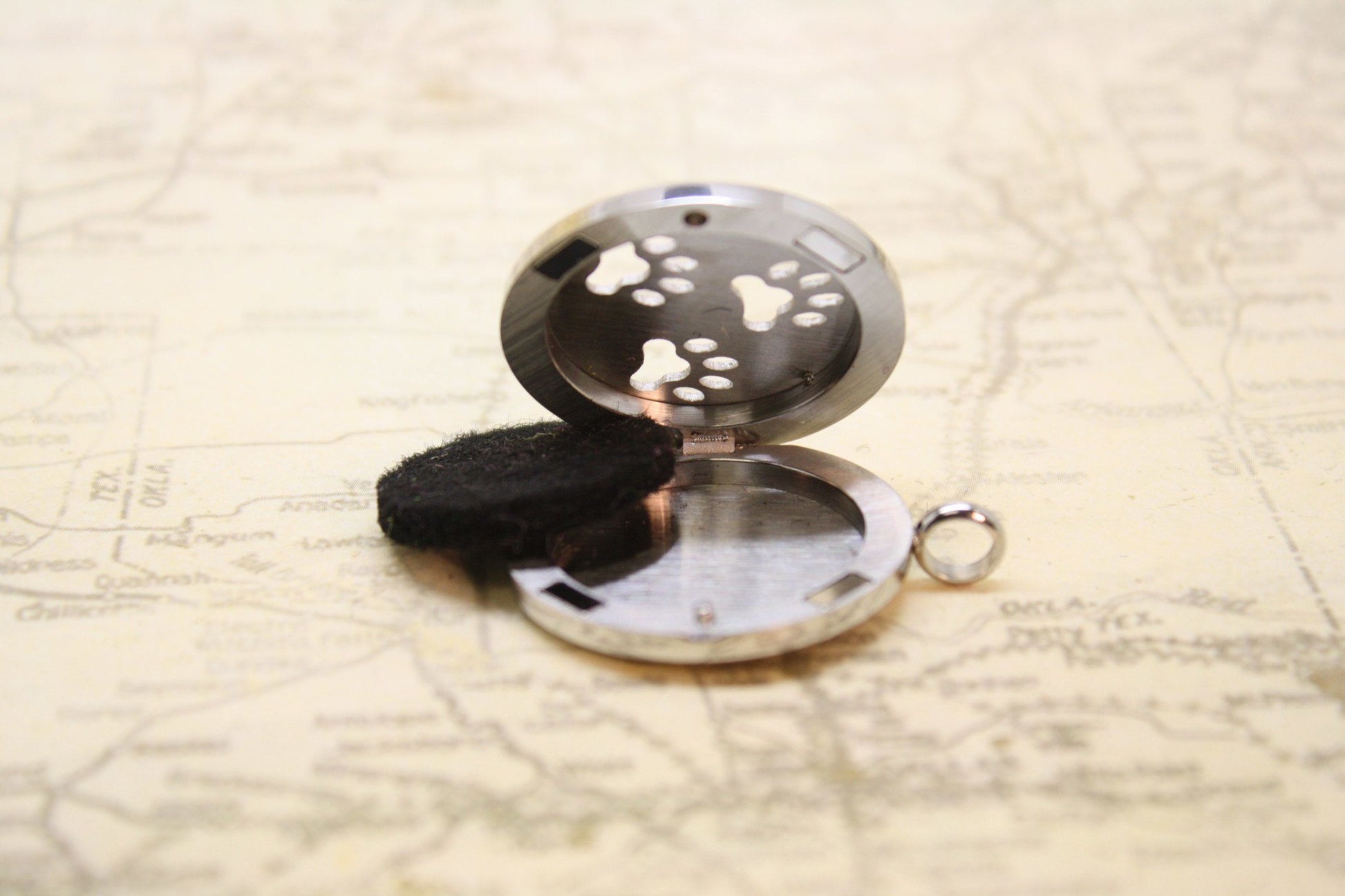 Paw-some Stainless Steel Diffuser Necklace- 30mm- 18-20" Black Cowhide-Diffuser Necklace-Destination Oils