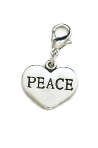 Peace Silver Heart Jewelry Charm-Jewelry Charm-Destination Oils